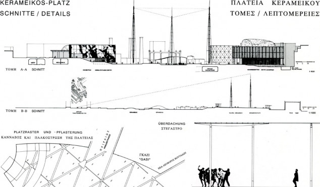 'Ein Tor für Athen', Städtebauentwurf für das Kerameikos-Gelände in Athen, Details Platzgestaltung
