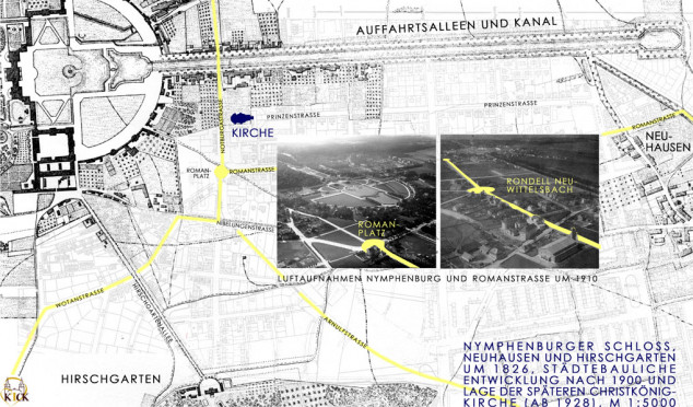 München, Nymphenburger Schloss, Neuhausen und Hirschgarten um 1826 sowie städtebauliche Entwicklung nach 1900